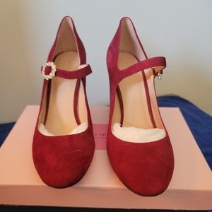 kate Spade Red Suede Mary Janes shoes